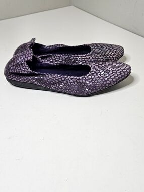 Arche Leather Animal Print Ballet Flats Lavender Snakeskin  10